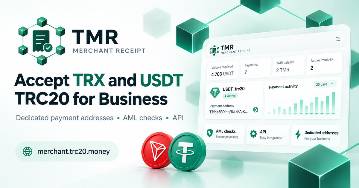 Merchant Receipt interface for accepting TRX and USDT TRC20